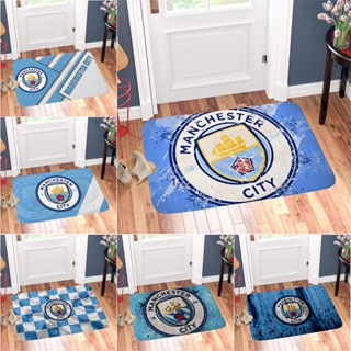 พรมปูพื้น กันลื่น ลายโลโก้ Manchester City ขนาด 60x40 ซม. สําหรับห้องน้ํา ห้องอาบน้ํา บ้าน