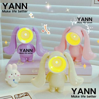 Yann1 โคมไฟตั้งโต๊ะ LED พลาสติก ปรับได้ ลายการ์ตูนกระต่าย สีพื้น ของขวัญคริสต์มาส สําหรับเด็ก