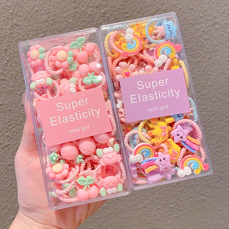 40 ชิ้น เด็ก ยืดหยุ่น ยางรัดผม เด็ก ผลไม้น่ารัก การ์ตูน นิ้วหัวแม่มือ ผูกผมหางม้า ชุดที่คาดผม