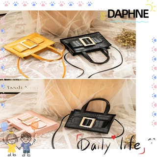 Daphne กระเป๋าสะพายไหล่ สะพายข้าง หนัง PU ทรงสี่เหลี่ยม ลายหนังจระเข้ ขนาดเล็ก สีพื้น สําหรับผู้หญิง