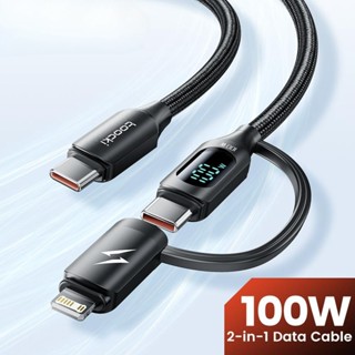 2 in 1 สายชาร์จ USB Type C 100W 6A PD ชาร์จเร็ว 1 เมตร สําหรับ MacBook Type C USB C