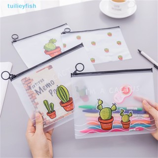 Tuilieyfish กระเป๋าดินสอ PVC แบบใส กันน้ํา ลายกระบองเพชร สําหรับใส่เอกสาร เครื่องเขียน สํานักงาน IH