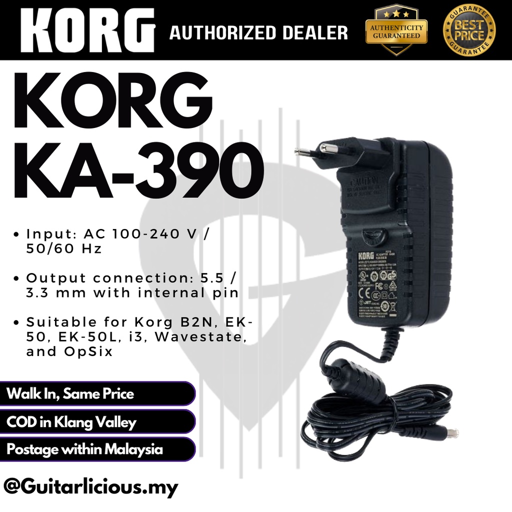 Korg KA390 12V AC Adapter แหล่งจ่ายไฟสําหรับ B2N EK50 EK50L I3 ( KA 390 / KA-390 )