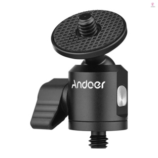 Andoer Mini Ballhead Adapter Camera Tripod Ball Head Mount Alumnum Alloy 1/4 Inch Screw Connector for Photography and Videography