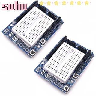 Suhuhd บอร์ดขยายเบรดบอร์ดไฟเบอร์กลาส ขนาดเล็ก SYB-170 สีฟ้า DIY Arduino R3 2 ชุด