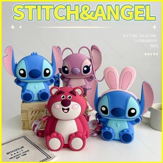 Yb3 กระเป๋าสะพายไหล่ กระเป๋าช้อปปิ้ง ซิลิโคน ลาย Stitch Angel น่ารัก สําหรับเด็กผู้หญิง BY3