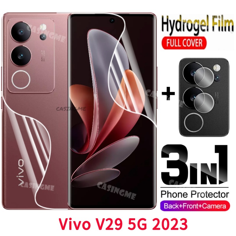 3in1 ฟิล์มไฮโดรเจลนิ่ม กันรอยหน้าจอ ด้านหลัง กันรอยกล้อง สําหรับ Vivo V29 5G Vivo V29 VivoV29 29V V 