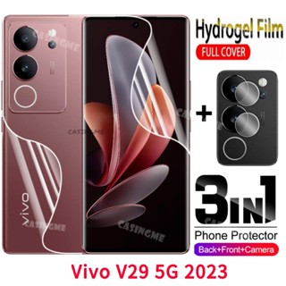 3in1 ฟิล์มไฮโดรเจลนิ่ม กันรอยหน้าจอ ด้านหลัง กันรอยกล้อง สําหรับ Vivo V29 5G Vivo V29 VivoV29 29V V 29 5G 2023