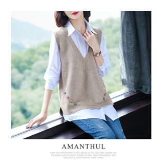 [Annie] เสื้อกั๊กกันหนาว แขนกุด ผ้าถัก เข้ากับทุกการแต่งกาย แฟชั่นฤดูใบไม้ผลิ และฤดูใบไม้ร่วง และฤดูหนาว สําหรับผู้หญิง