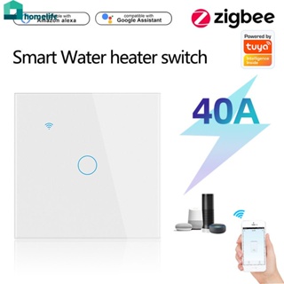 Tuya Zigbee เครื่องทำน้ำอุ่นสวิทช์ EU Luxuray แผงกระจก Touch Sensor Smart Wall Switch เสียงทำงานร่วมกับ Alexa Google Home Home home home