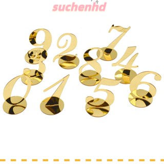 Suchenhd ตัวเลขอะคริลิคดิจิทัล 4 นิ้ว 0-9 หลัก สีทอง สําหรับโต๊ะจัดเลี้ยง งานแต่งงาน 10 ชิ้น