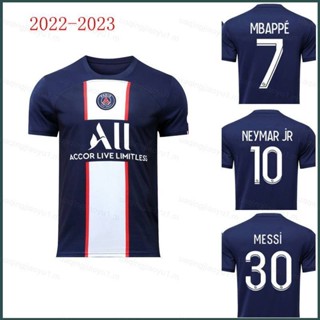 เสื้อกีฬาแขนสั้น ลายทีมชาติฟุตบอล PSG Messi Neymar Mbappe Ramos 2022-2023 ชุดเหย้า สําหรับผู้ชาย และผู้หญิง