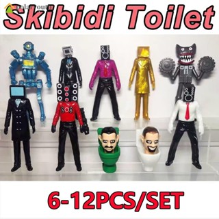 6-12PCS พร็อพโมเดลเกมตลก Skibidi Toilet Game Dolls สําหรับตกแต่งห้องเด็ก ของขวัญ