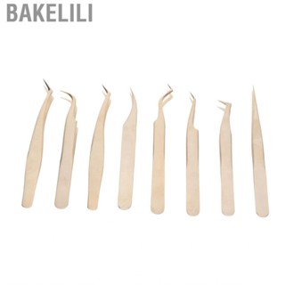 Bakelili Lash Tweezers Set  Stainless Steel 8PCS High Hardness Eyelash Extension Tight Bite for Beauty Tools Professional Artists