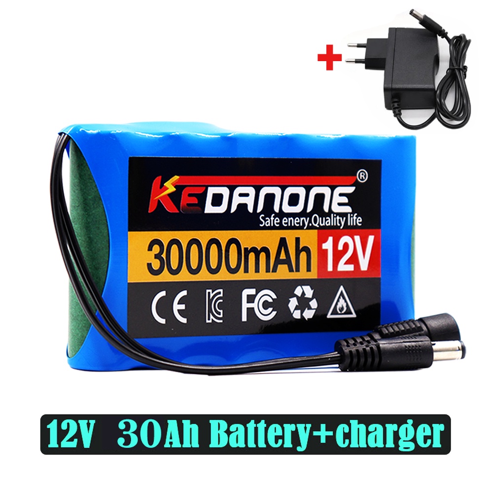 NEW Portable Super 12V 30000mah Rechargeable Lithium Ion Battery Pack Capacity DC 12.6v 30Ah CCTV Cam Monitor + Charger