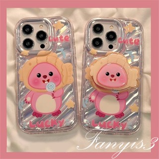 เคสโทรศัพท์มือถือแบบนิ่ม ใส ลายการ์ตูนปลาน่ารัก 3D พร้อมที่ตั้งวาง สําหรับ IPhone 15 14 13 12 11 Pro Max X XR Xs Max 8 7 6s Plus SE 2020