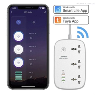 ปลั๊กwifi สั่งงานผ่านมือถือ LDNIO SCW3451 TUYA ปลั๊กไฟอเนกประสงค์ WIFI อัจฉริยะไร้สายพร้อม 3USB+1PD