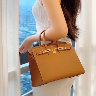 พรี ราคา10900 Hermes birkin epsomหนังแท้ กระเป๋าถือ 25cm กระเป๋าแฟชั่น