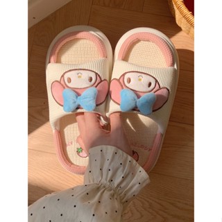 Sanrio Co- Branded Melody Flax รองเท้าแตะ ใส่ในบ้าน กันลื่น น่ารัก สําหรับเด็ก