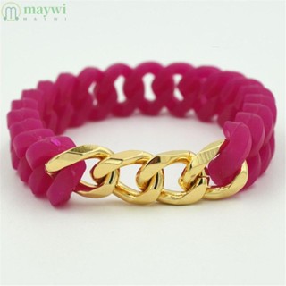 Maywi สร้อยข้อมือโซ่ซิลิโคน แฟชั่น สีแคนดี้ พลังงาน