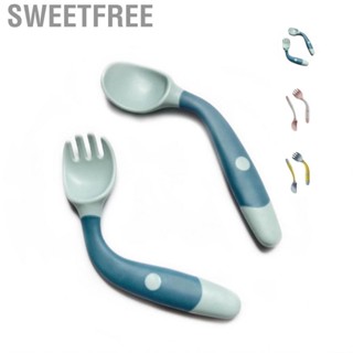 Sweetfree Baby   Set Bent Handles Soft PP Self Eating Training Toddler  Utensils Kit