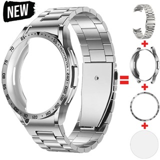 4-in-1 ชุดดัดแปลง สําหรับ Samsung Galaxy Watch 6 คลาสสิก 43 มม. 47 มม. โลหะ สเตนเลส สายรัด TPU เคสฟิล์มป้องกัน