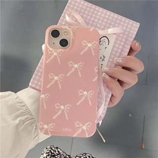 เคสป้องกันโทรศัพท์มือถือซิลิโคน ประดับโบว์ และไข่มุก กันกระแทก สําหรับ Apple Iphone 14 13ProMax 12 13pro 11 14pro