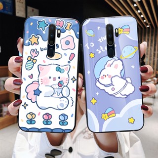 เคสโทรศัพท์มือถือกระจกนิรภัย TPU นิ่ม ขอบแข็ง กันกระแทก สําหรับ OPPO A9 A5 2020 4G 2023 A5 A12 A5S A15 A15S A16 A16K