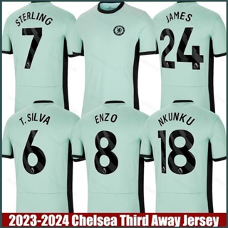 เสื้อกีฬาแขนสั้น ลายทีมชาติฟุตบอล Chelsea Third Away SY3 2023-2024 Sterling Silva James Enzo Nkunku พลัสไซซ์ YS3