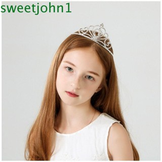 Sweetjohn มงกุฎหัวใจ ประดับเพชรเทียม อัลลอย สีเงิน สีทอง แวววาว พร้อมหวี สําหรับงานแต่งงาน