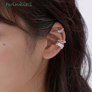 Twinkle1 ต่างหูแบบหนีบ กระดูกหู 925 ไม่เจาะ สไตล์พังก์ หรูหรา เครื่องประดับแฟชั่น สําหรับผู้หญิง