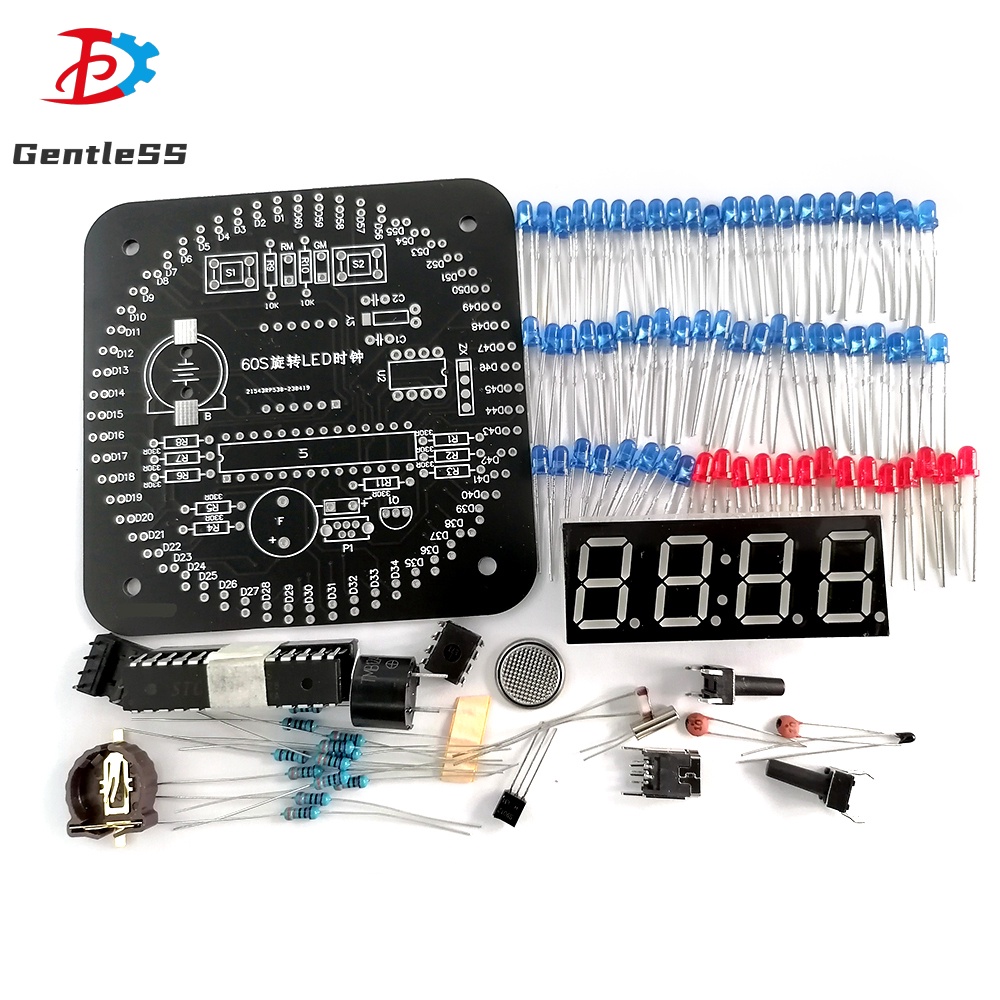 ชุดเครื่องมือนาฬิกาอิเล็กทรอนิกส์ดิจิทัล LED ควบคุมไฟ หมุนได้ อุณหภูมิ และเวลา สําหรับฝึกบัดกรี
