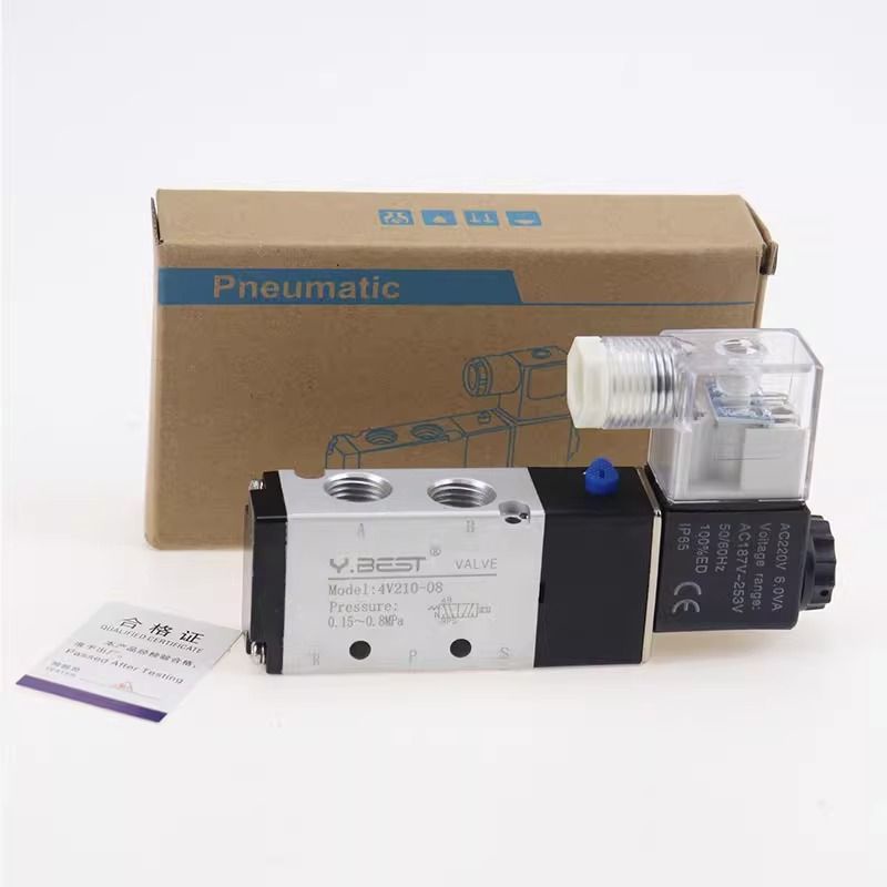 วาล์วแม่เหล็กไฟฟ้ากระบอกสูบ4V210一08 4V310-10 4V410-15 วาล์วไอเสีย