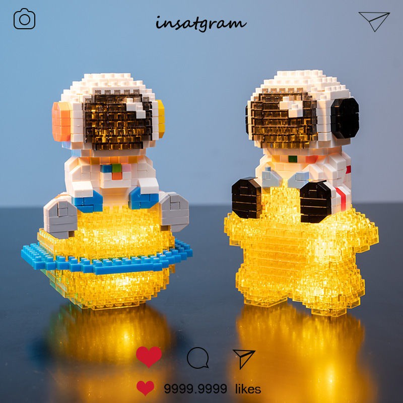 บล็อคตัวต่อ ของเล่นตัวต่อ รูปนักบินอวกาศ LED พร้อมไฟ DIY 3 มิติ ของเล่นสําหรับเด็ก สําหรับเด็กผู้ชาย