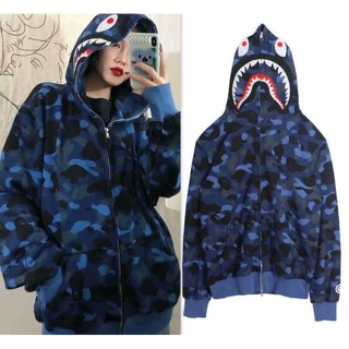 เสื้อกันหนาวแขนยาว มีฮู้ด ทรงหลวม ลายฉลาม แนวสตรีท เหมาะกับฤ…