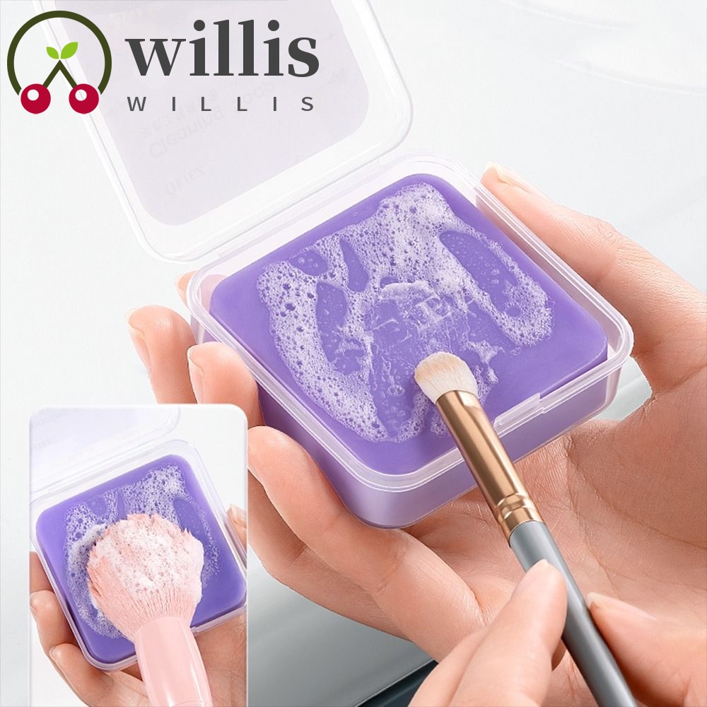 Willis สบู่ทําความสะอาดแปรงแต่งหน้า ผงสบู่ พัฟ แปรงแต่งหน้า อเนกประสงค์ 50 กรัม พร้อมกล่องเก็บ น้ํายาทําความสะอาดแปรงแต่งหน้า เครื่องมือความงาม