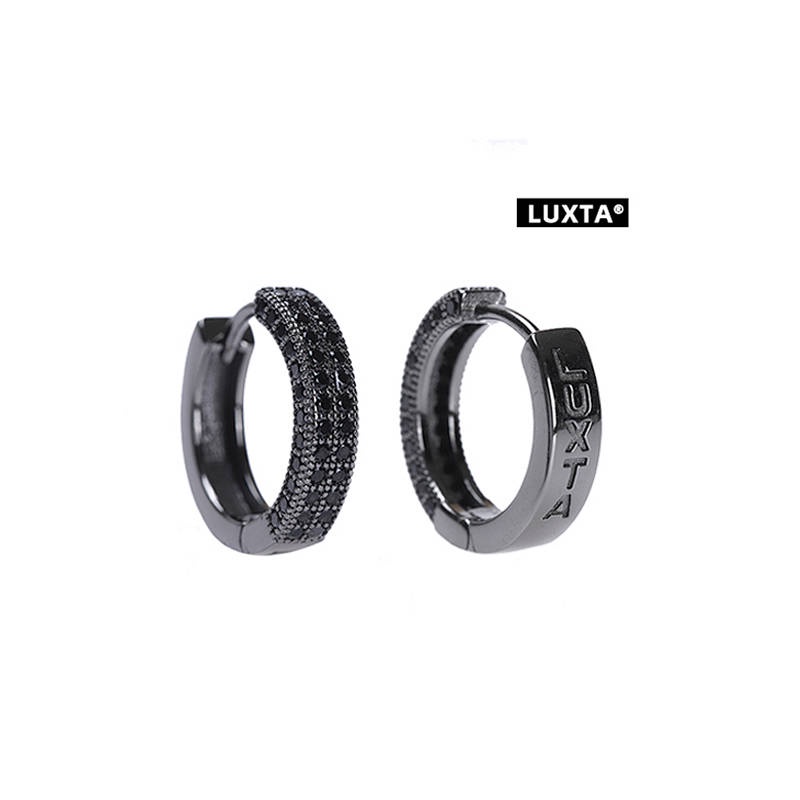 Original S925 Silver Black Earrings Men's Hip Hop Micro Rhinestone Electroplated Black Gold High Sense Personalized Earrings 069M