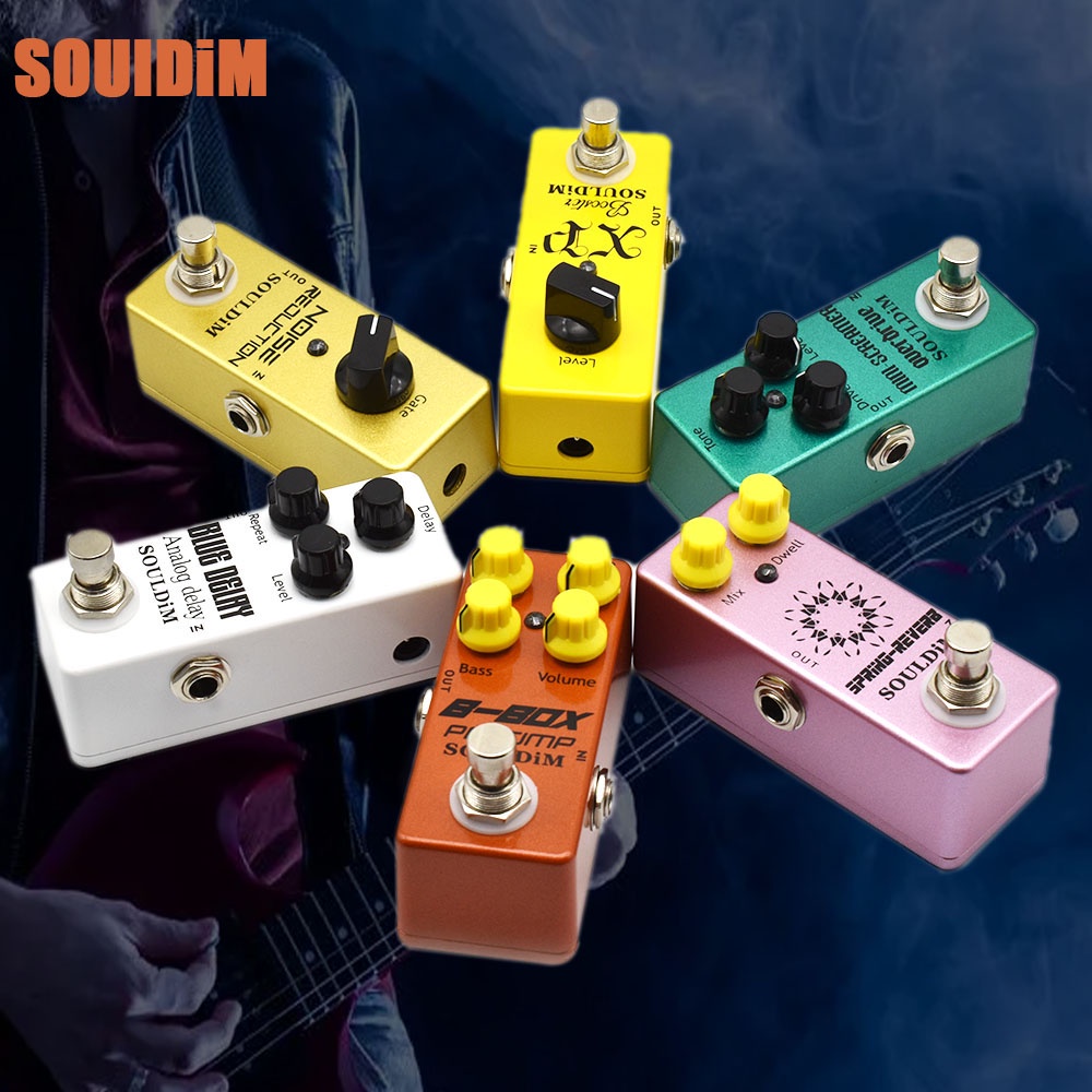 SoulDiM มินิกีตาร์ไฟฟ้า Overdrive/Booster/Delay/Pramp/Reverb/ลดเสียงรบกวน/Analog DELAY Effect Pedal