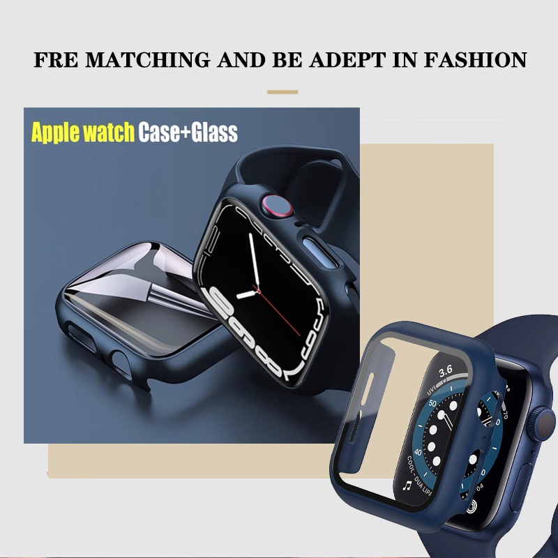 กระจกนิรภัย และเคสป้องกันหน้าจอ อุปกรณ์เสริม สําหรับ Apple Watch 45 มม. 41 มม. 44 มม. 40 มม. 42 มม. iwatch serie 3 4 5 6 SE 7 8 - รูปที่ 3