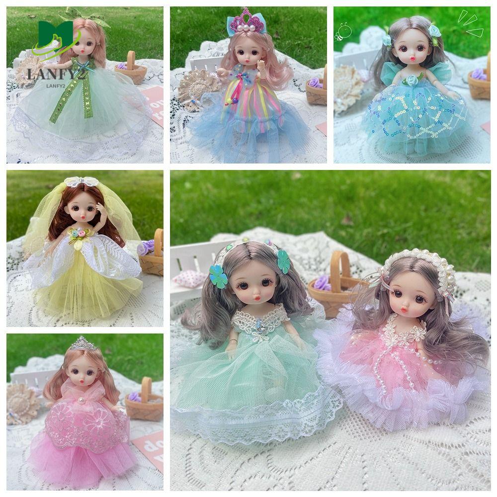 Alanfy ตุ๊กตาเจ้าหญิง BJD พลาสติก ตาโต 16 ซม. 13 ข้อต่อขยับได้ ปลอดภัย ขยับได้ ขนาดเล็ก 16 ซม. DIY สําหรับเด็กผู้หญิง