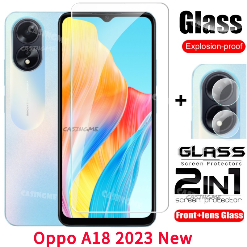 2 in 1 ฟิล์มกระจกนิรภัยกันรอยหน้าจอ เลนส์ด้านหลัง สําหรับ Oppo A18 OppoA18 Oppo A 18 A18 18A A 18 4G