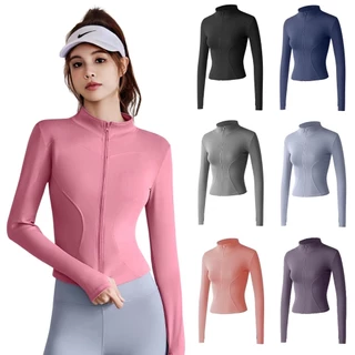 Yoga jacket เสื้อแจ็คเก็ตออกกำลังกาย แขนยาว มีซิปรูด รัดรูปสวย ผ้ายืดหยุ่นได้ดี Size S-XXL