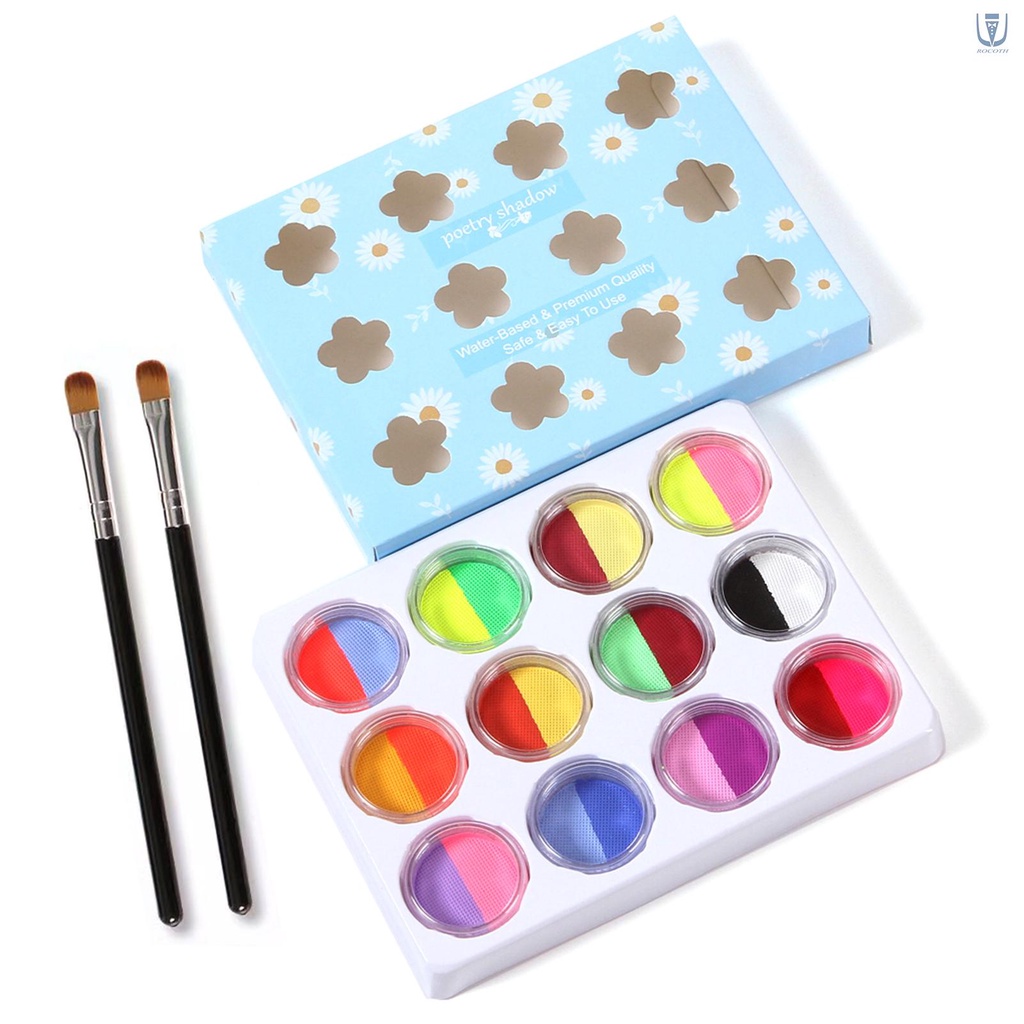 พร้อมส่ง ชุดสีเพ้นท์ร่างกาย ล้างทําความสะอาดได้ 24 สี พร้อมแปรง 2 ชิ้น ไร้สารพิษ สําหรับแต่งหน้า