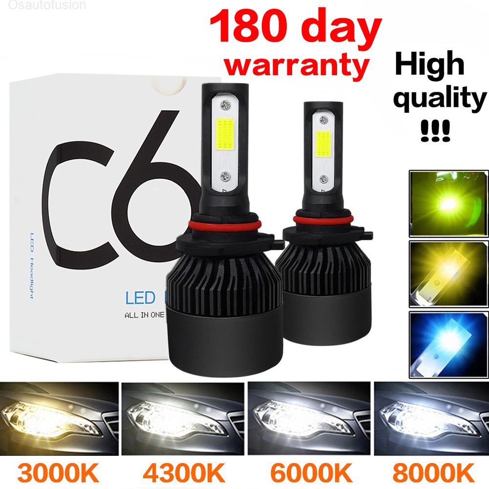[1 คู่] C6 ไฟหน้ารถ LED 10000LM หลอดไฟ LED อัตโนมัติ H4 H7 H8 H9 H11 4300K 6000K 8000K LED สําหรับ C