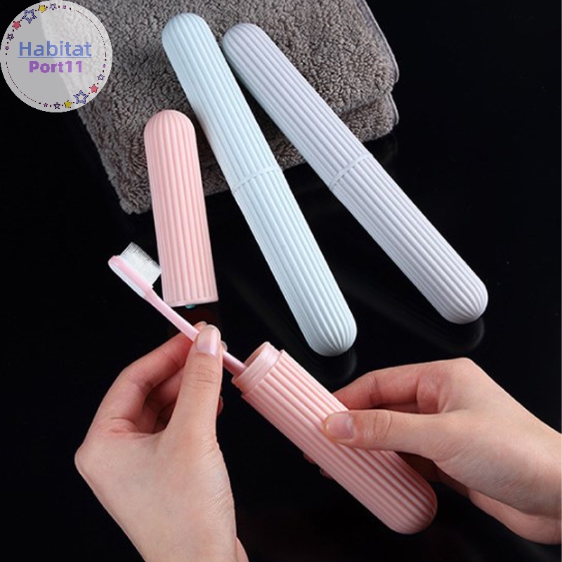 Habitatport กล่องใส่แปรงสีฟัน อเนกประสงค์ พร้อมฝาปิด แบบพกพา สําหรับเดินทาง