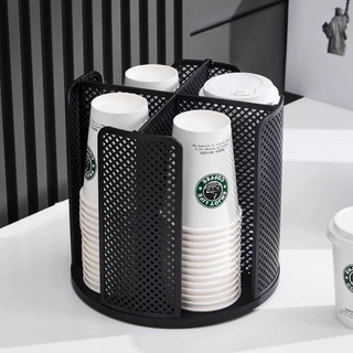 วางในร้านกาแฟ ถาดคว่ำแก้ว 360องศา หมุนได้ช่องวางแก้ว4ช่อง ที่วางแก้วกระดาษ