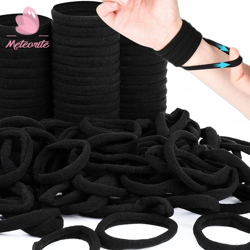 ยางรัดผม แบบหนา ทนทาน / ยางรัดผม ยืดหยุ่นสูง สีดํา ไร้รอยต่อ / ยางรัดผมหางม้า สําหรับผู้หญิง เด็กผู้หญิง 10 ชิ้น