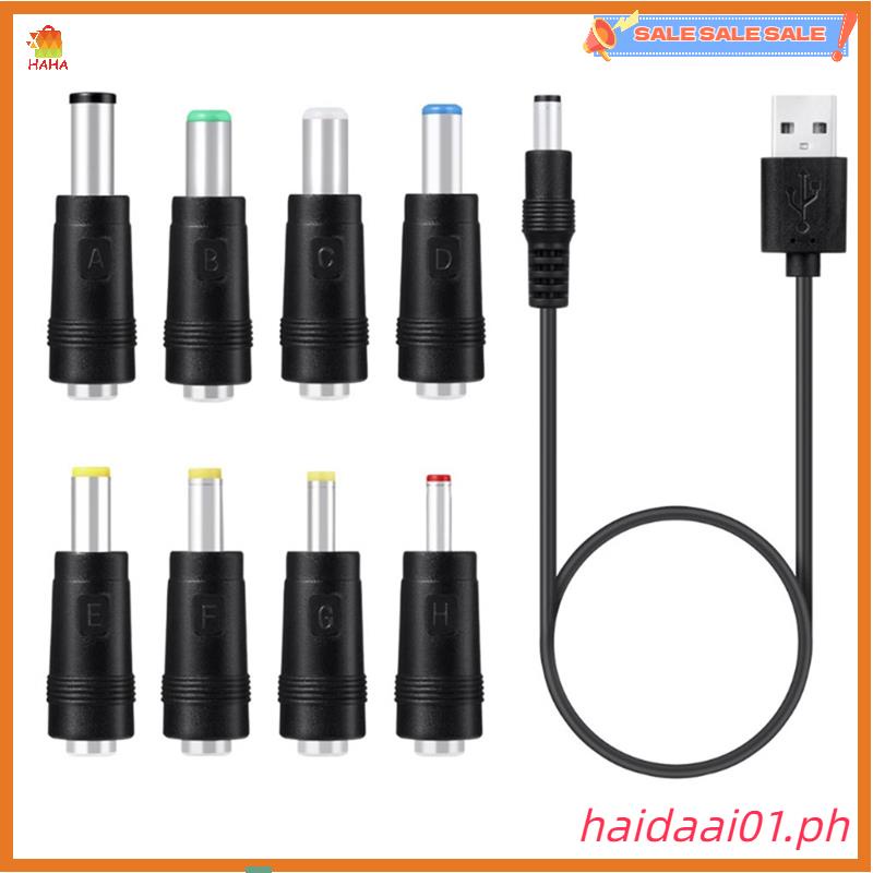 Haidaai01.ph * 8 In1 5V USB to DC 5.5X2.1/3.5/4.0/4.8/6.4/5.5X2.5/6.3 มม. ปลั๊กชาร์จ สําหรับพัดลม ลํ