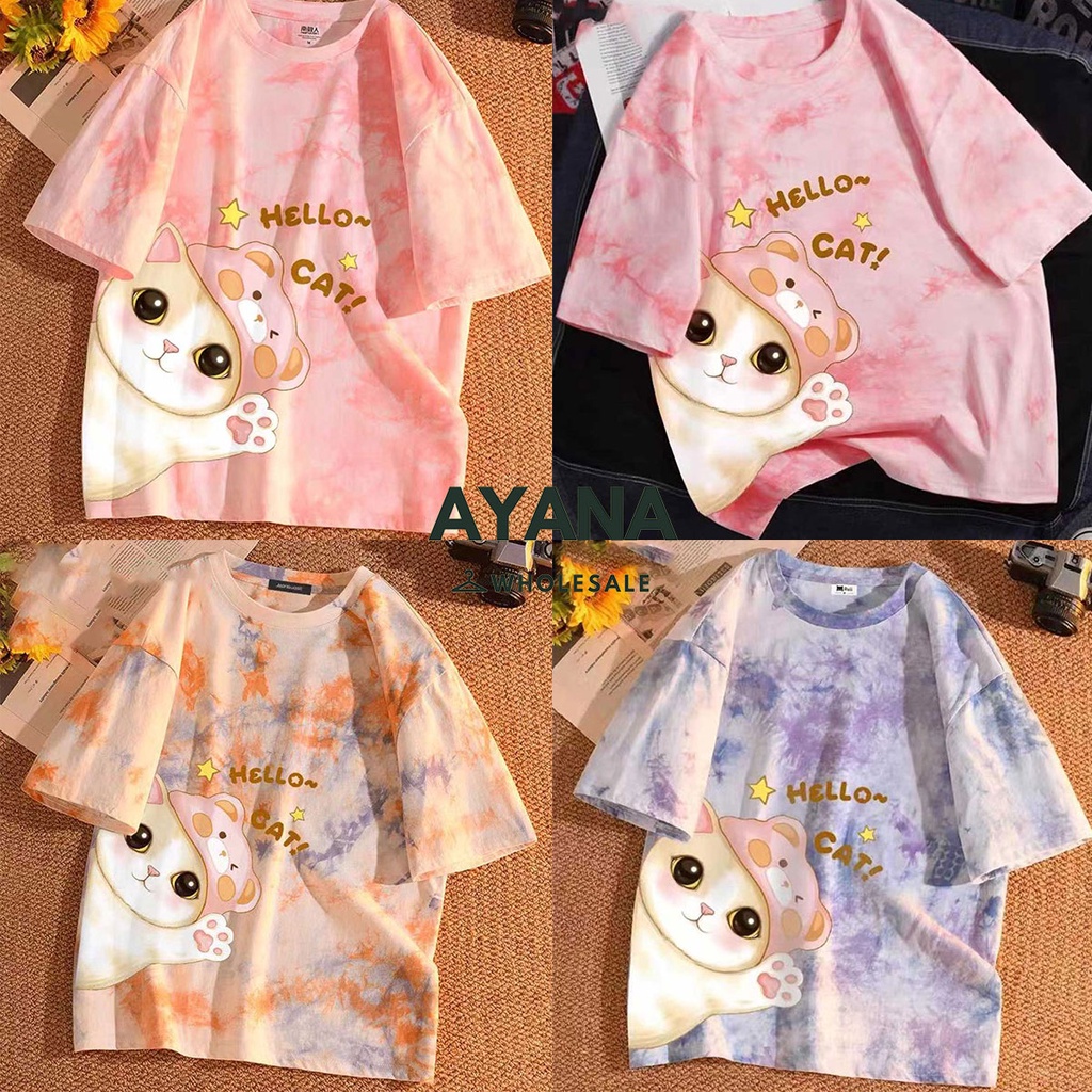 เสื้อยืดแขนสั้น สไตล์เกาหลี oversize เสื้อผ้าแฟชั่นวัยรุ่นน่ารัก เสื้อโอเวอร์ไซส์ผู้หญิง ลายการ์ตูน