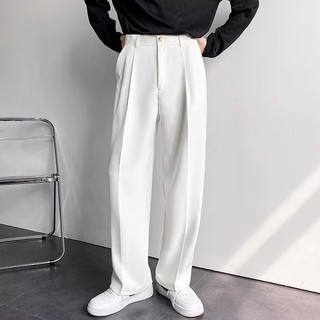 M-2xl Korean Straight Suit Pants Men Loose Korean Casual White Wide-Leg Trousers